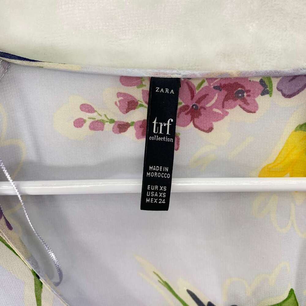 ZARA TRF Collection Chiffon Dress Floral Print Long Sleeve Button Front Sz XS - Picture 3 of 7